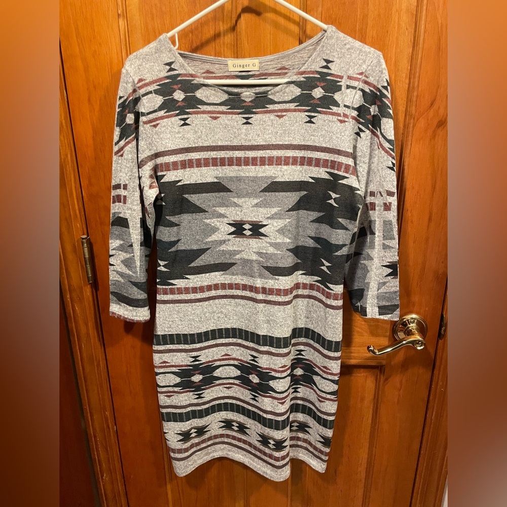 Ginger G Gray and Black Sweater Dress size Large